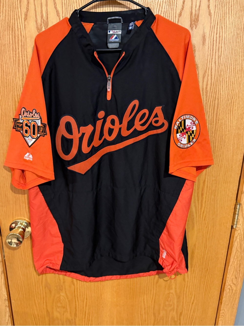 Majestic Orioles Pullover Jacket in Black and Orange XL
